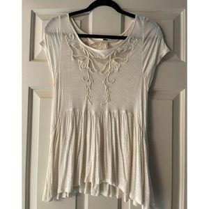 Free People Cream Flowy Top